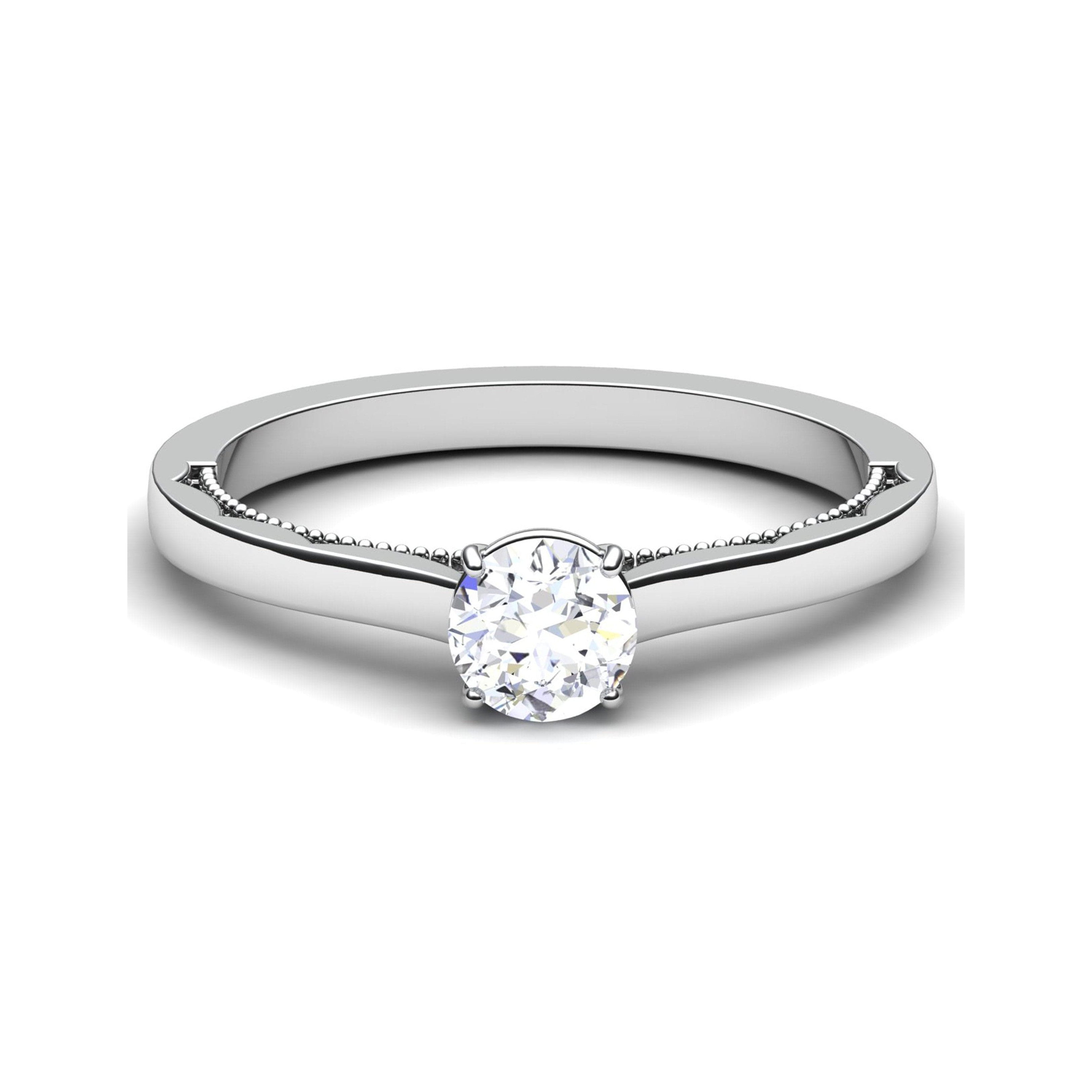 30-Pointer Platinum Solitaire Engagement Ring with Milgrain Finish JL PT 6576