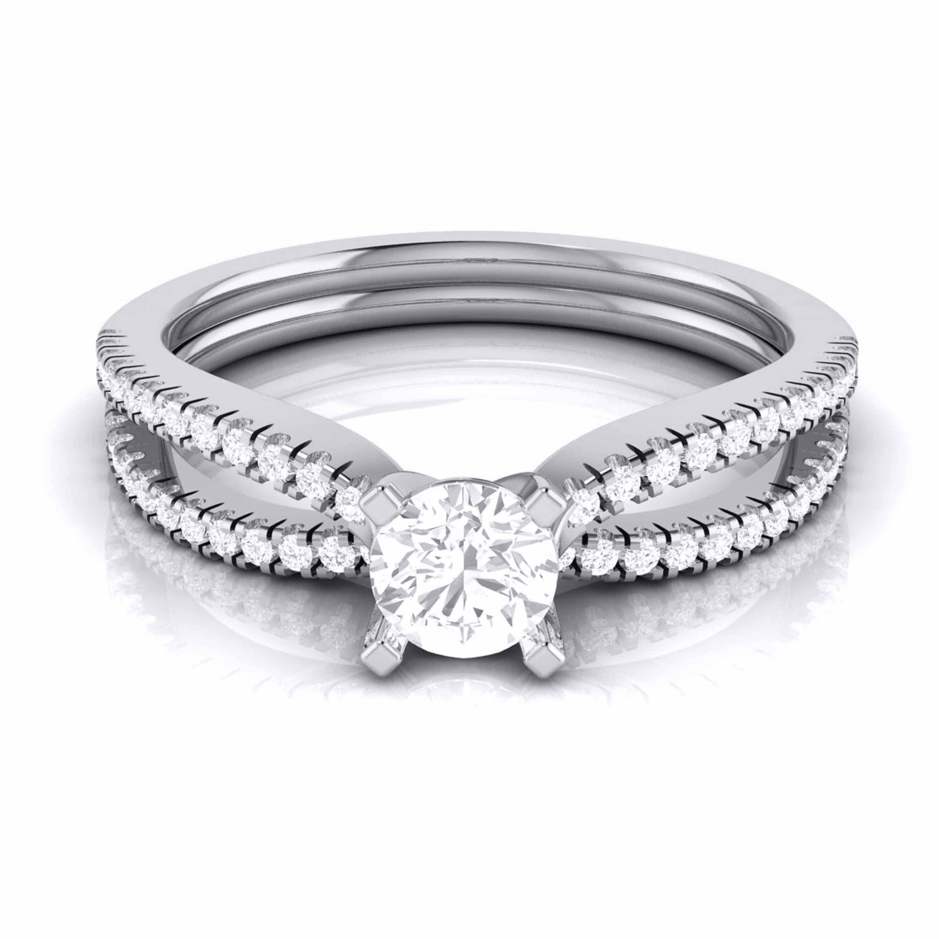 50-Pointer Lab Grown Platinum Solitaire Engagement Ring with Split Shank JL PT LG G R-22