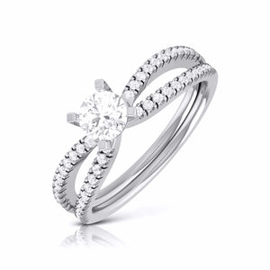 50-Pointer Lab Grown Platinum Solitaire Engagement Ring with Split Shank JL PT LG G R-22