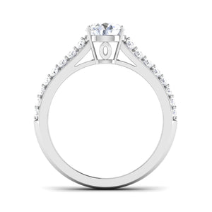 1-Carat Lab Grown Solitaire Two Row Diamond Shank Platinum Engagement Ring JL PT LG G 6989-B