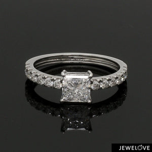 1-Carat Princess Cut Solitaire Diamond Shank Platinum Ring JL PT 1313-C