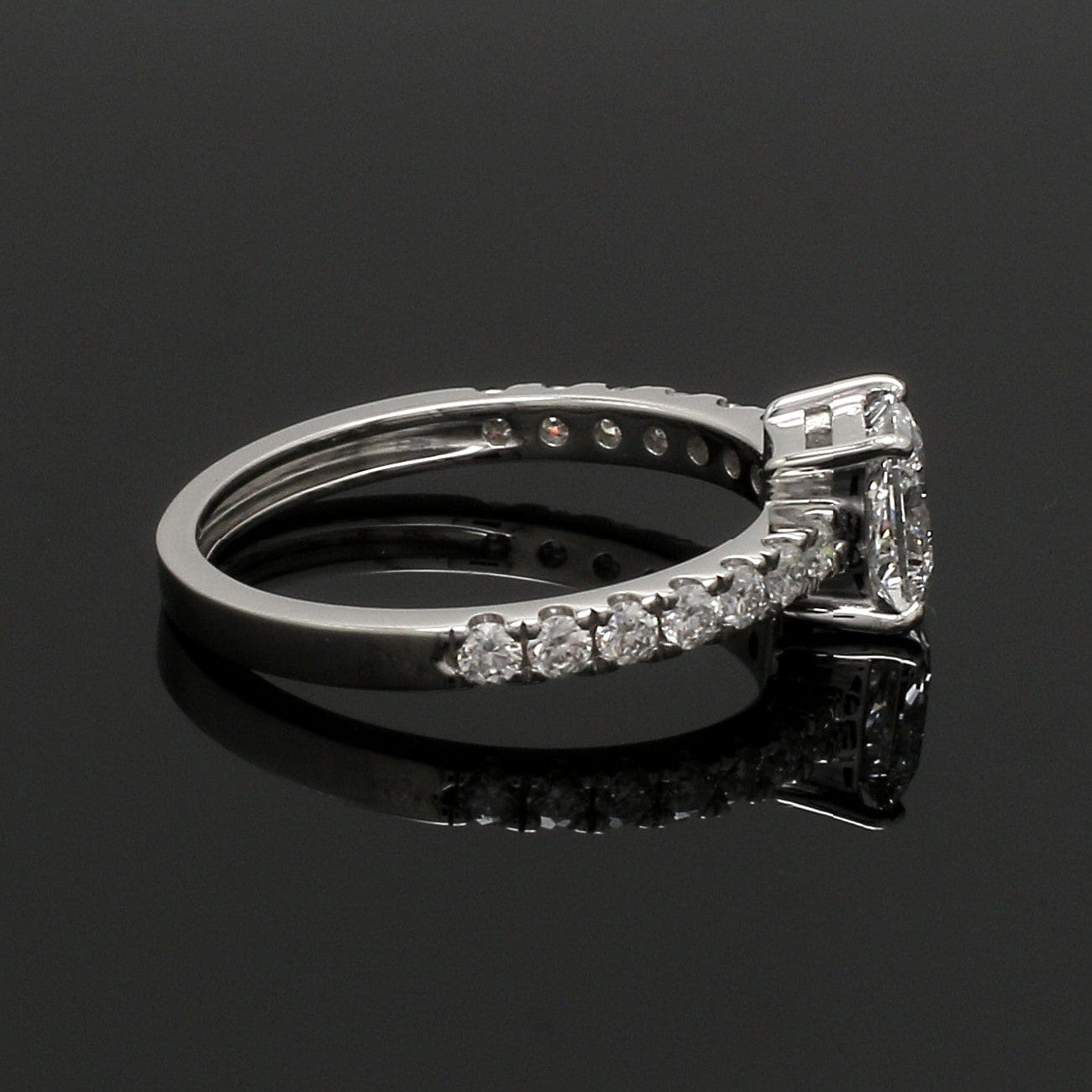 50-Pointer Princess Cut Solitaire Diamond Shank Platinum Ring JL PT 1313-A