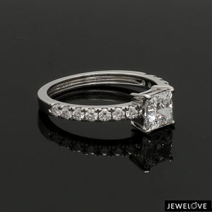1-Carat Princess Cut Solitaire Diamond Shank Platinum Ring JL PT 1313-C