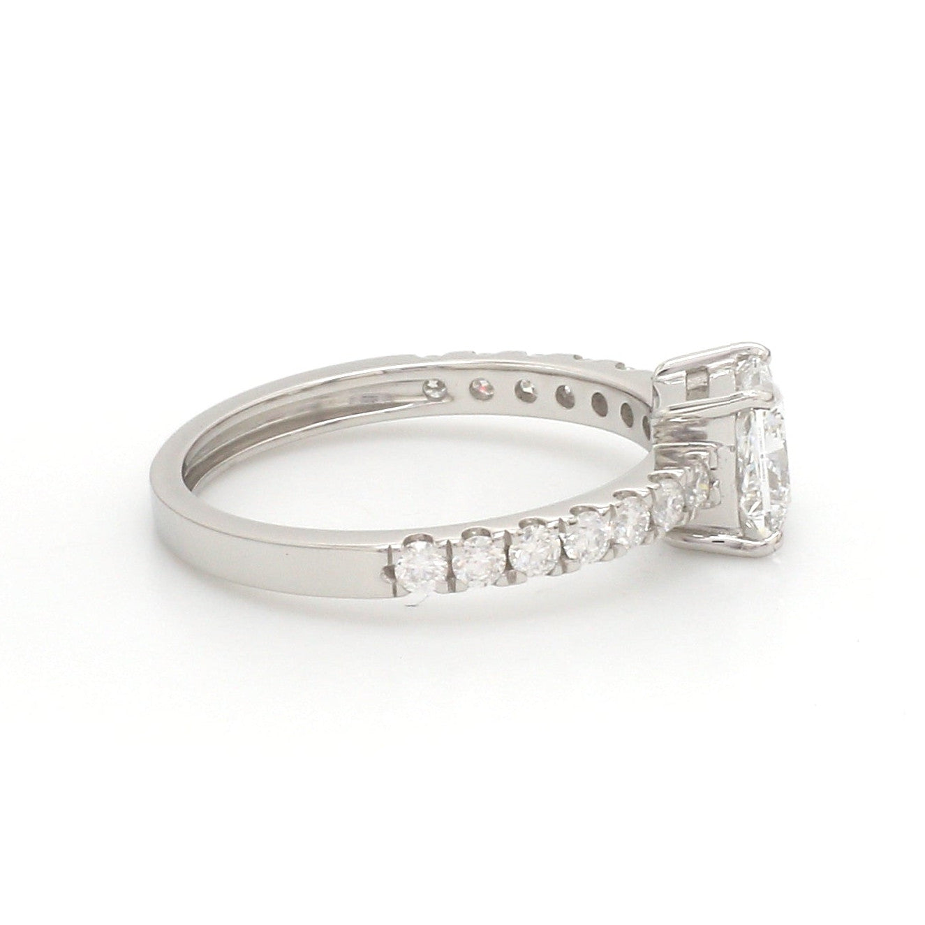 70-Pointer Princess Cut Solitaire Diamond Shank Platinum Ring JL PT 1313-B