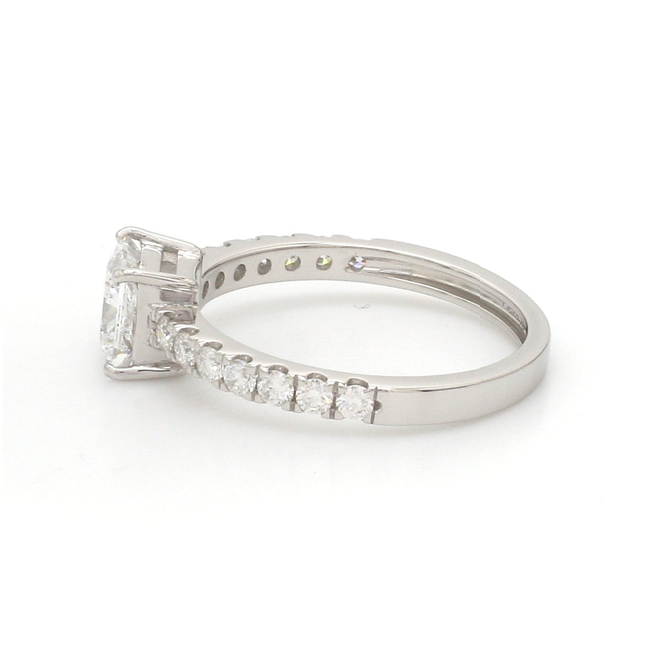 70-Pointer Princess Cut Solitaire Diamond Shank Platinum Ring JL PT 1313-B