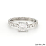 Load image into Gallery viewer, 50-Pointer Princess Cut Solitaire Diamond Shank Platinum Ring JL PT 1313-A
