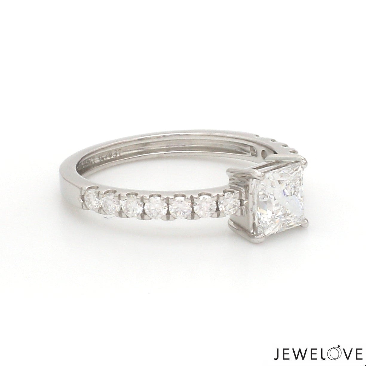 50-Pointer Princess Cut Solitaire Diamond Shank Platinum Ring JL PT 1313-A