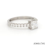 Load image into Gallery viewer, 50-Pointer Princess Cut Solitaire Diamond Shank Platinum Ring JL PT 1313-A
