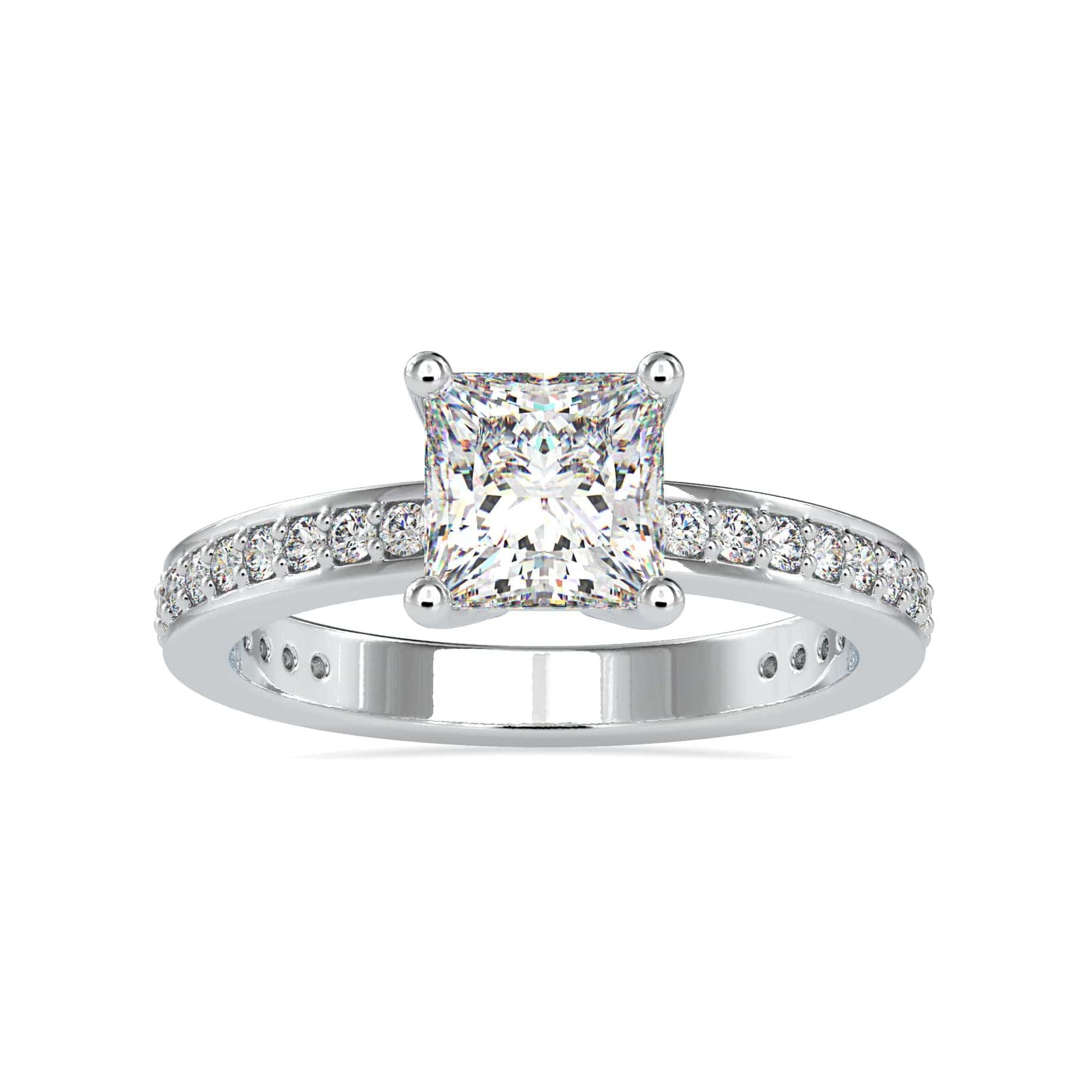 30-Pointer Princess Cut Solitaire Platinum Diamond Shank Ring JL PT 0155