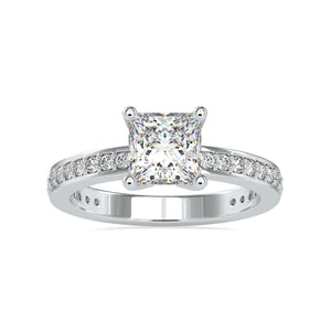 30-Pointer Princess Cut Solitaire Platinum Diamond Shank Ring JL PT 0155