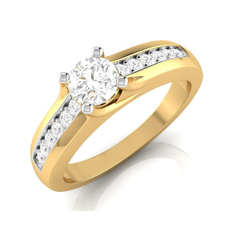 70-Pointer Solitaire 18K Yellow Gold Ring with Diamond Accents JL AU G 119Y-B   Jewelove.US