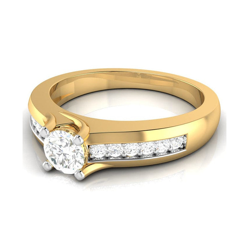 70-Pointer Solitaire 18K Yellow Gold Ring with Diamond Accents JL AU G 119Y-B   Jewelove.US