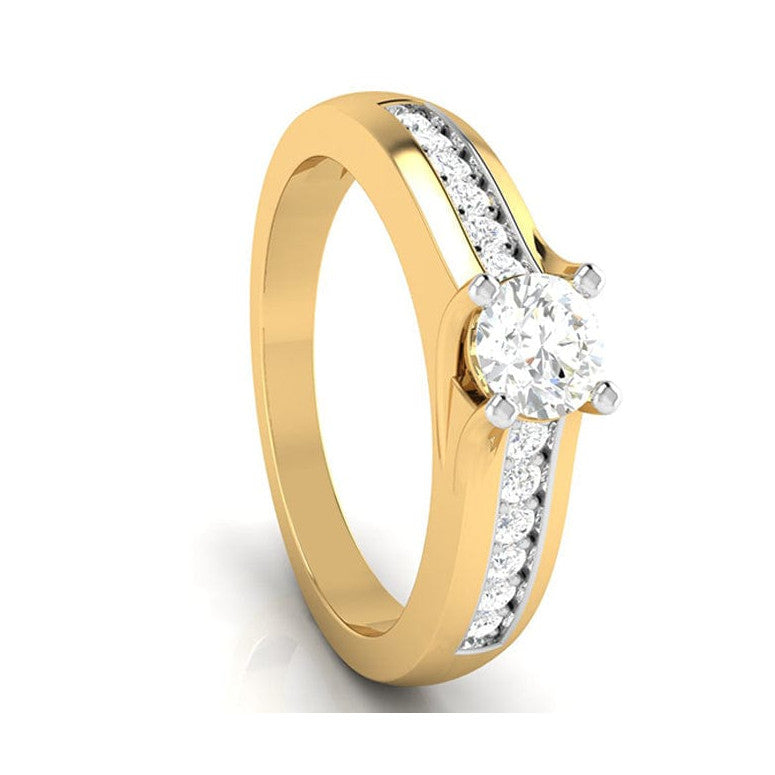 50-Pointer Solitaire 18K Yellow Gold Ring with Diamond Accents JL AU G 119Y-A   Jewelove.US