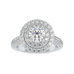 Load image into Gallery viewer, 50-Pointer Solitaire Double Halo Diamond Shank Platinum Ring JL PT 0122-A
