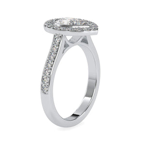 70-Pointer Solitaire Halo Diamond Shank Platinum Engagement Ring JL PT 0055-B