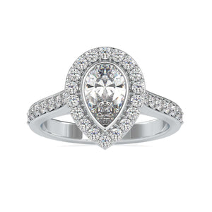 70-Pointer Solitaire Halo Diamond Shank Platinum Engagement Ring JL PT 0055-B