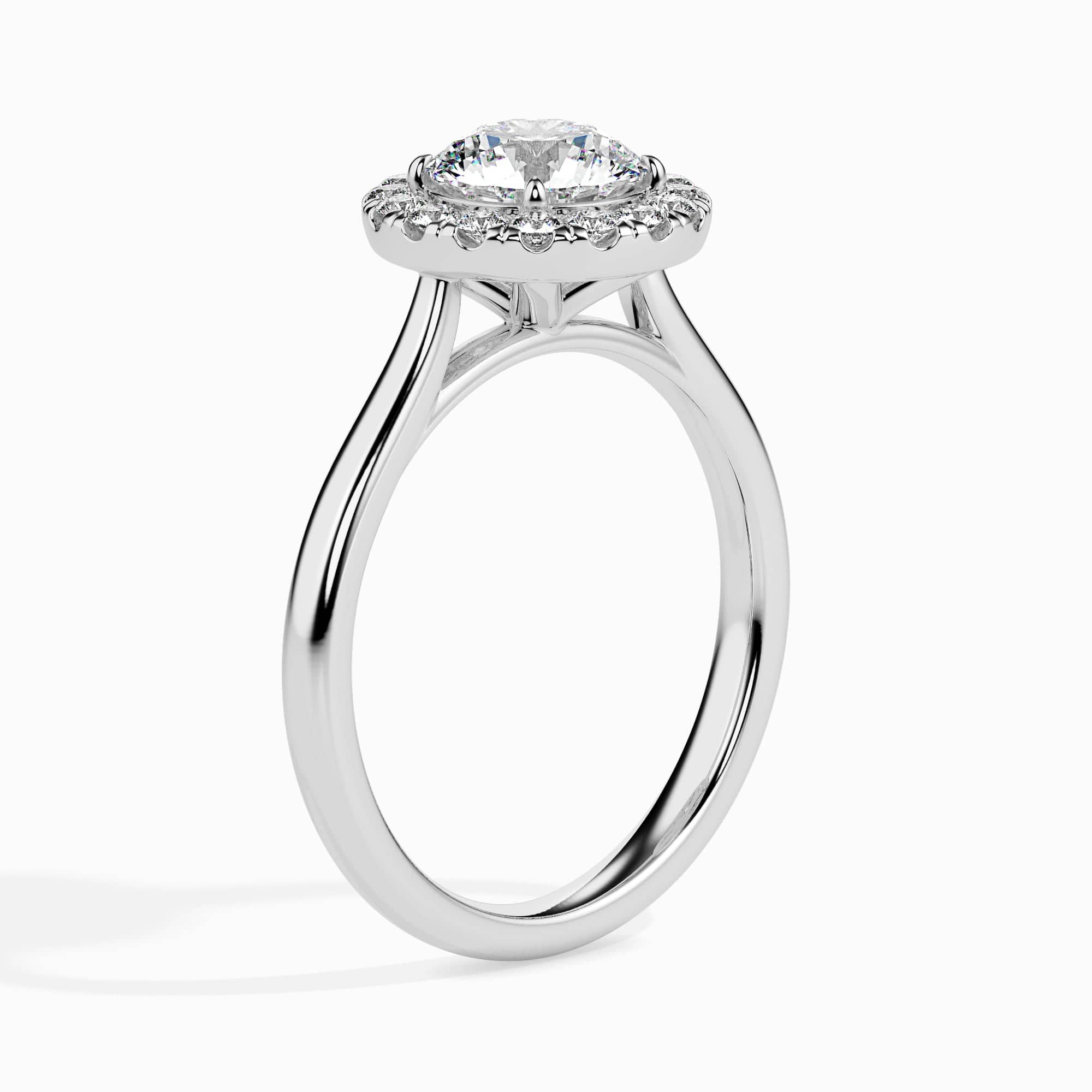 1-Carat Lab Grown Solitaire Halo Diamond Shank Platinum Ring JL PT LG 19021-B