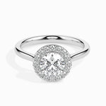 Load image into Gallery viewer, 70-Pointer Lab Grown Solitaire Halo Diamond Shank Platinum Ring JL PT LG G 19021-A
