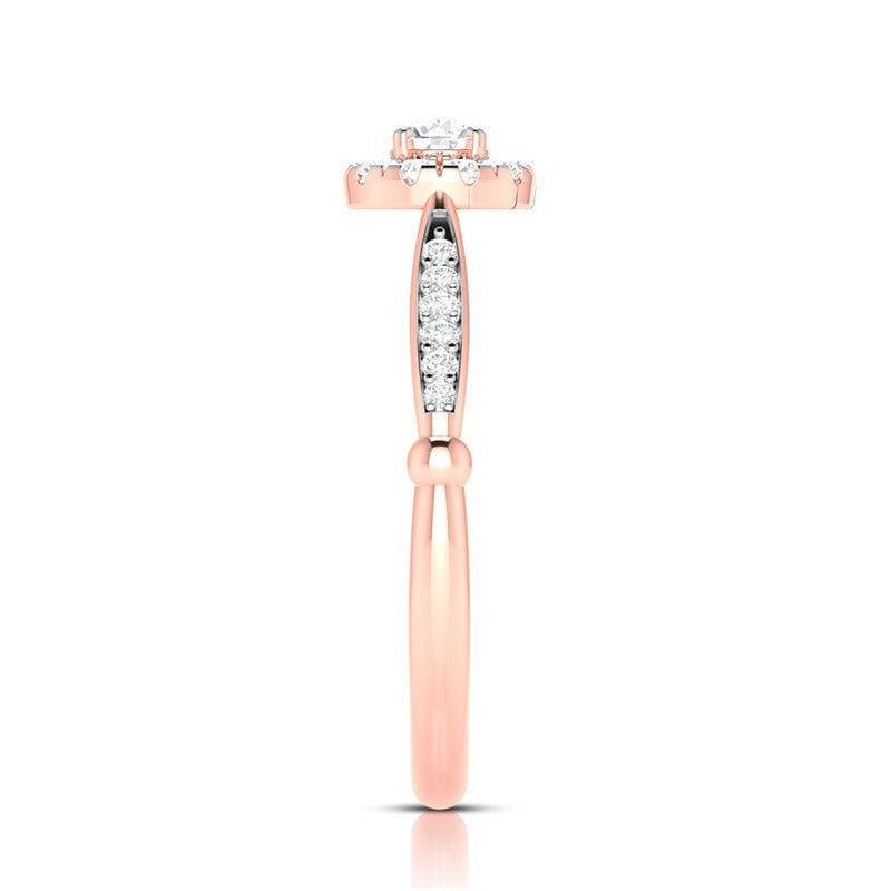 50-Pointer Solitaire Halo Diamond Shank Rose Gold Ring JL AU G 103R-A