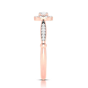 50-Pointer Solitaire Halo Diamond Shank Rose Gold Ring JL AU G 103R-A