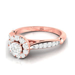 Load image into Gallery viewer, 70-Pointer Solitaire Halo Diamond Shank Rose Gold Ring JL AU G 103R-B
