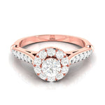 Load image into Gallery viewer, 50-Pointer Solitaire Halo Diamond Shank Rose Gold Ring JL AU G 103R-A
