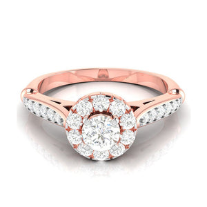 50-Pointer Solitaire Halo Diamond Shank Rose Gold Ring JL AU G 103R-A