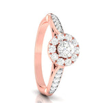 Load image into Gallery viewer, 30-Pointer Solitaire Halo Diamond Shank Rose Gold Ring JL AU G 103R
