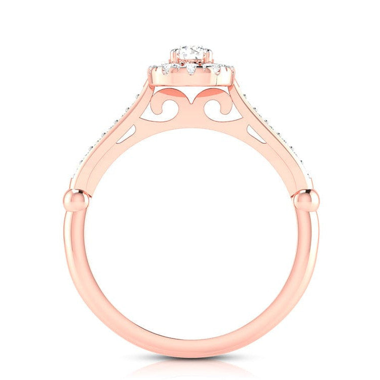 50-Pointer Solitaire Halo Diamond Shank Rose Gold Ring JL AU G 103R-A