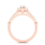 Load image into Gallery viewer, 50-Pointer Solitaire Halo Diamond Shank Rose Gold Ring JL AU G 103R-A
