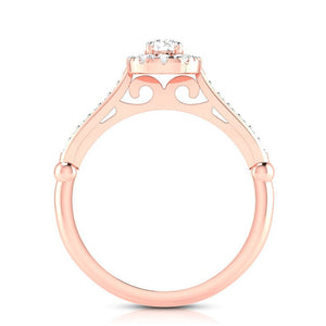 50-Pointer Solitaire Halo Diamond Shank Rose Gold Ring JL AU G 103R-A