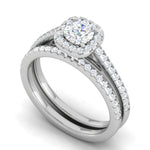 Load image into Gallery viewer, 30-Pointer Solitaire Halo Diamond Split Shank Platinum Ring for Women JL PT RV RD 140-A
