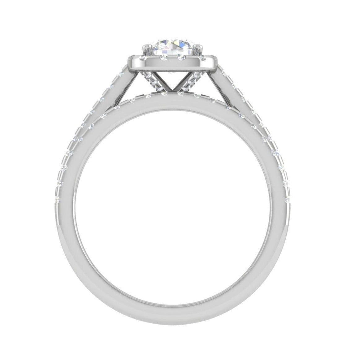 30-Pointer Solitaire Halo Diamond Split Shank Platinum Ring for Women JL PT RV RD 140-A