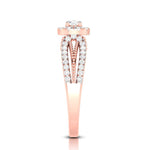 Load image into Gallery viewer, 50-Pointer Solitaire Halo Diamond Split Shank Rose Gold Ring JL AU G 102R-A
