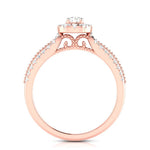 Load image into Gallery viewer, 70-Pointer Solitaire Halo Diamond Split Shank Rose Gold Ring JL AU G 102R-B
