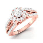 Load image into Gallery viewer, 1-Carat Solitaire Halo Diamond Split Shank Rose Gold Ring JL AU G 102R-C
