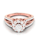 Load image into Gallery viewer, 50-Pointer Solitaire Halo Diamond Split Shank Rose Gold Ring JL AU G 102R-A

