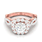 Load image into Gallery viewer, 1-Carat Solitaire Halo Diamond Twisted Shank 18K Rose Gold Ring JL AU G 101R-C
