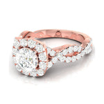 Load image into Gallery viewer, 50-Pointer Solitaire Halo Diamond Twisted Shank 18K Rose Gold Ring JL AU G R101-A
