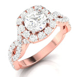 Load image into Gallery viewer, 1-Carat Solitaire Halo Diamond Twisted Shank 18K Rose Gold Ring JL AU G 101R-C
