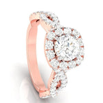 Load image into Gallery viewer, 30-Pointer Solitaire Halo Diamond Twisted Shank 18K Rose Gold Ring JL AU G 101R
