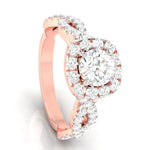 Load image into Gallery viewer, 70-Pointer Solitaire Halo Diamond Twisted Shank 18K Rose Gold Ring JL AU G 101R-B
