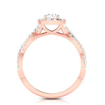 Load image into Gallery viewer, 50-Pointer Solitaire Halo Diamond Twisted Shank 18K Rose Gold Ring JL AU G R101-A
