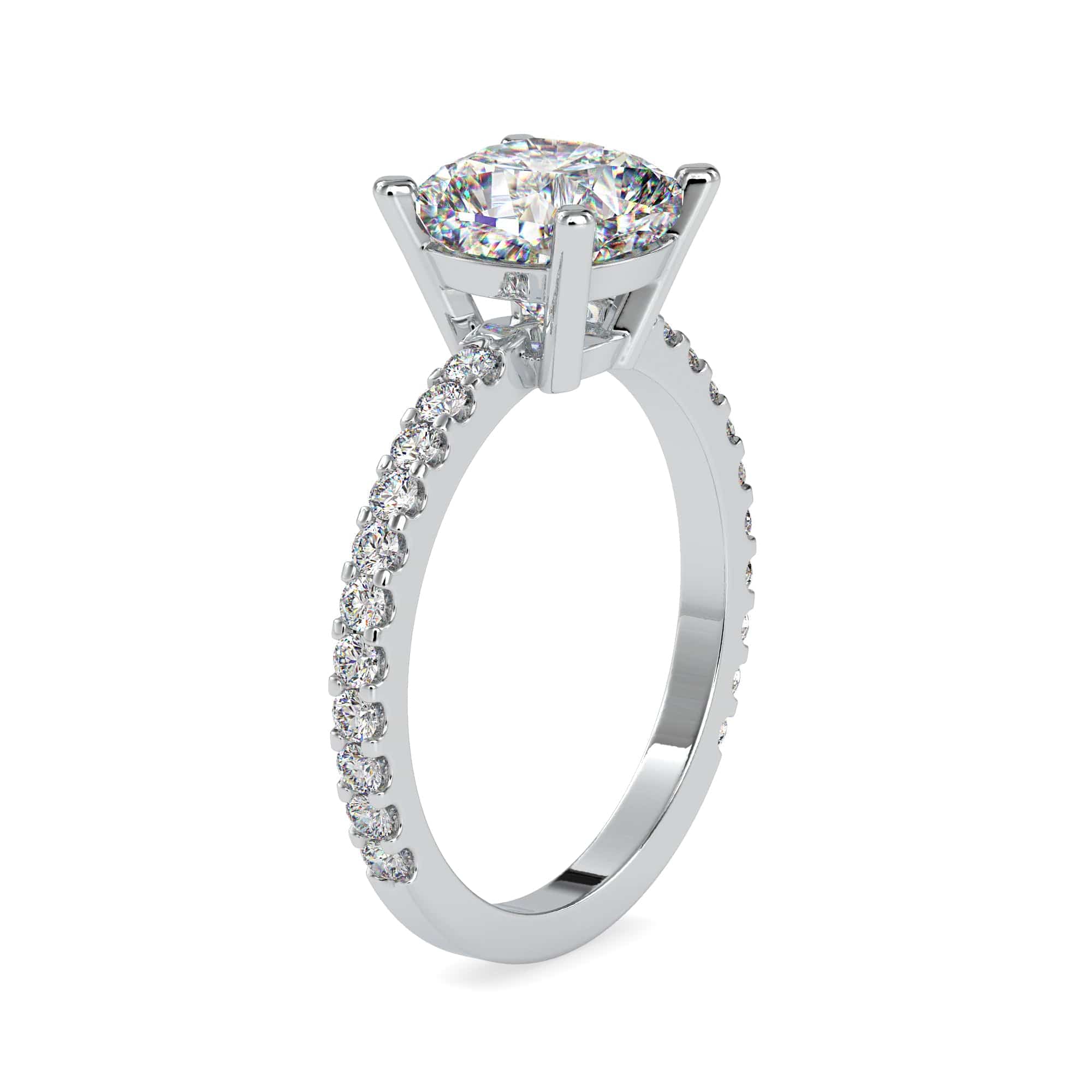70-Pointer Solitaire Platinum Diamond Shank Engagement Ring JL PT 0052-B   Jewelove