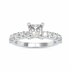 70-Pointer Princess Cut Solitaire Platinum Diamond Shank Ring JL PT 0117-B