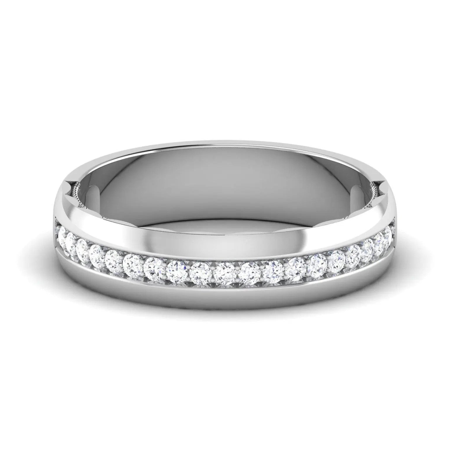 4.5mm Broad Half Eternity Ring with Diamonds in Platinum JL PT 435