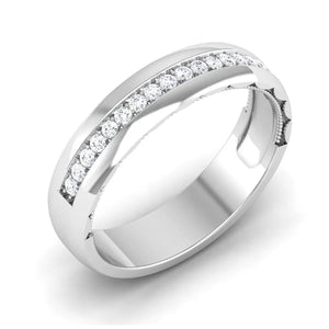 4.5mm Broad Half Eternity Ring with Diamonds in Platinum JL PT 435
