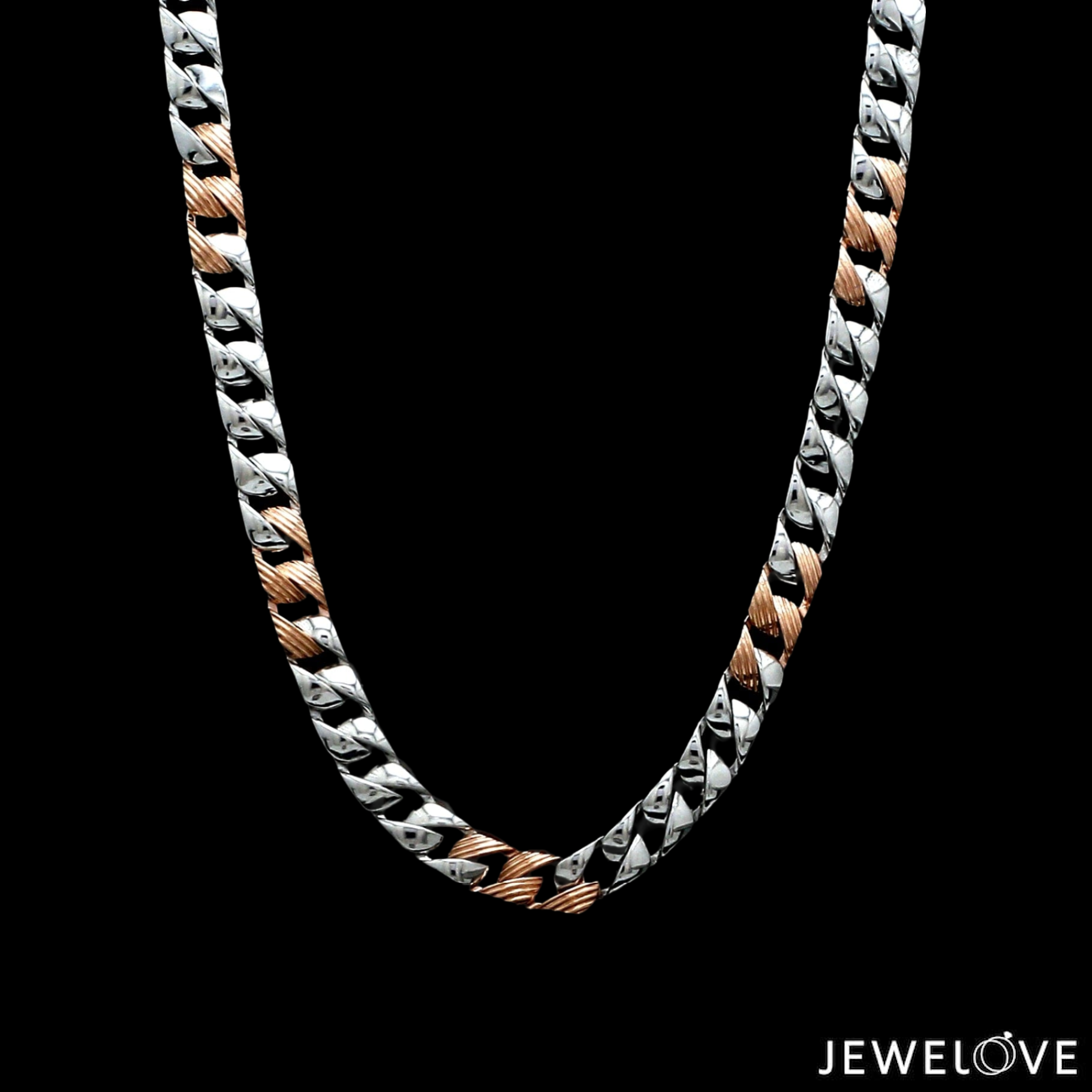 5.75mm Designer Platinum + Rose Gold Chain for Men JL PT CH 1001   Jewelove.US