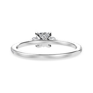 30-Pointer Cushion Cut Solitaire Diamond Accents Shank Platinum Ring JL PT 1241