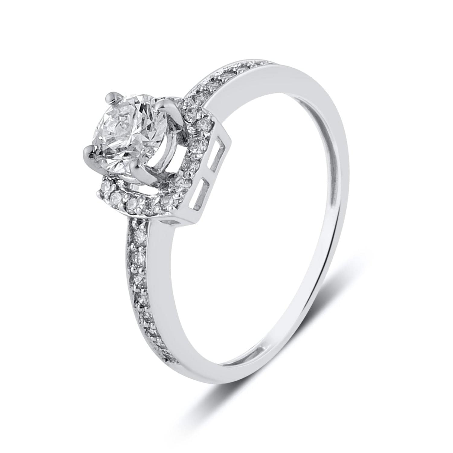 50 Pointer Designer Raised Solitaire Platinum Ring for Women JL PT 560